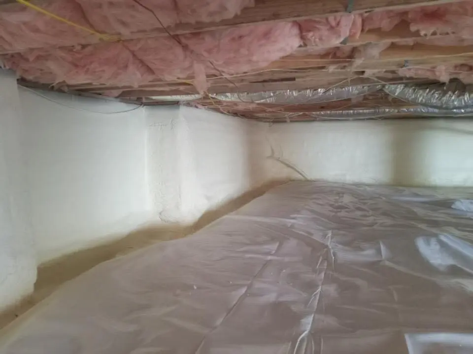 Crawl space encapsulation with closed-cell spray foam for Attic Insulation in Newport Beach